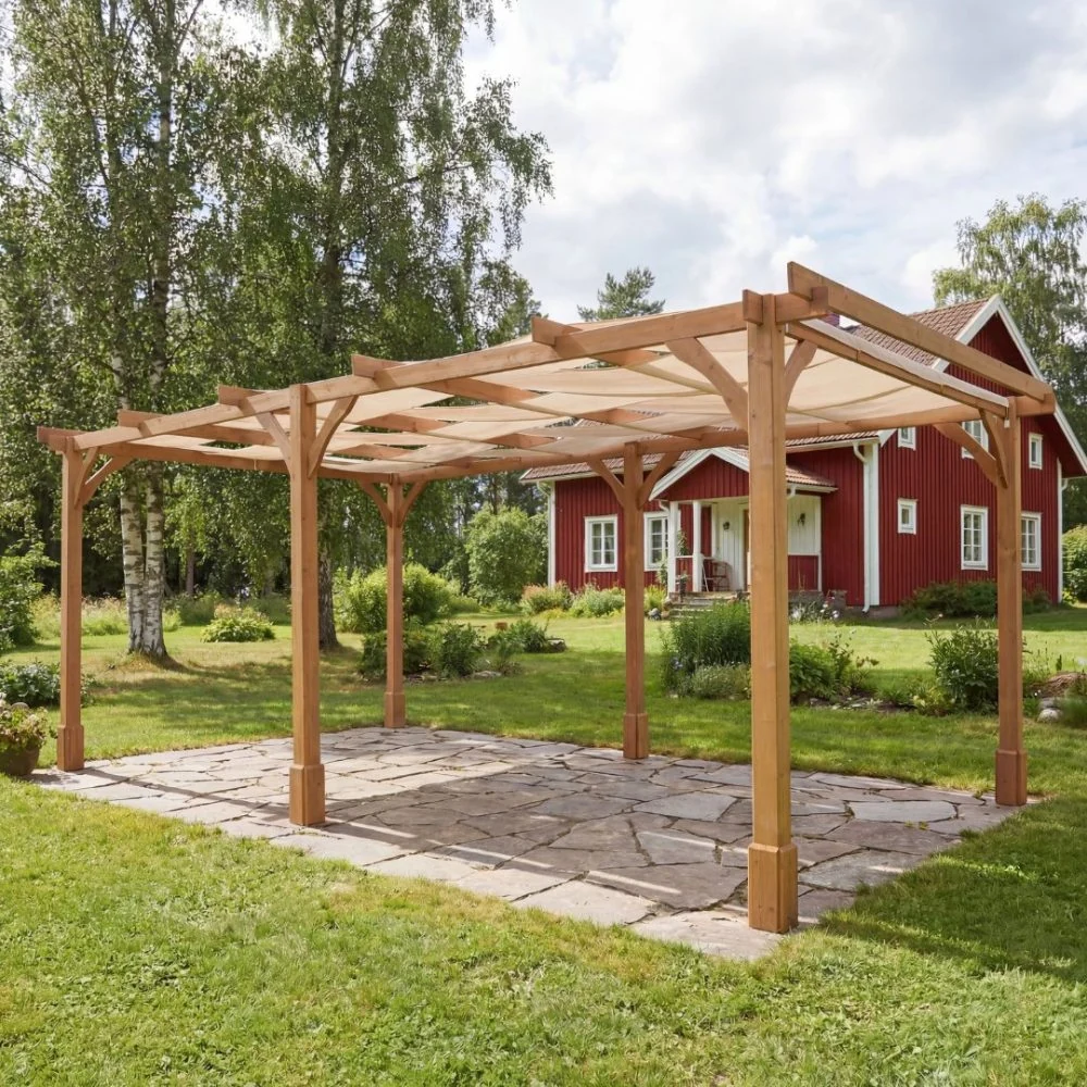 Lyfco Furu 6×3 m, mörkbrun träpergola