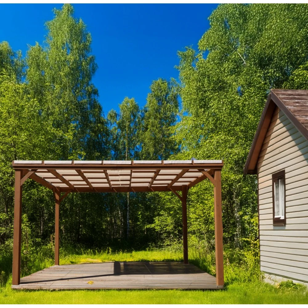 Lyfco Furu 3,65×3 m, mörkbrun träpergola