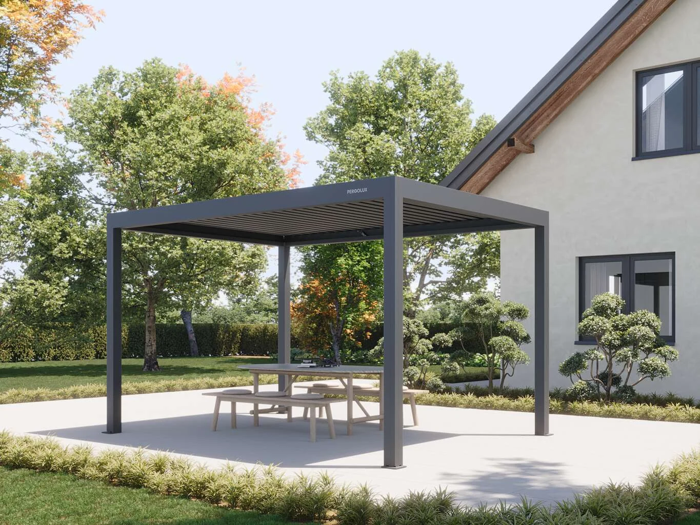 PERGOLUX Pergola 4 i antracit med lamelltak